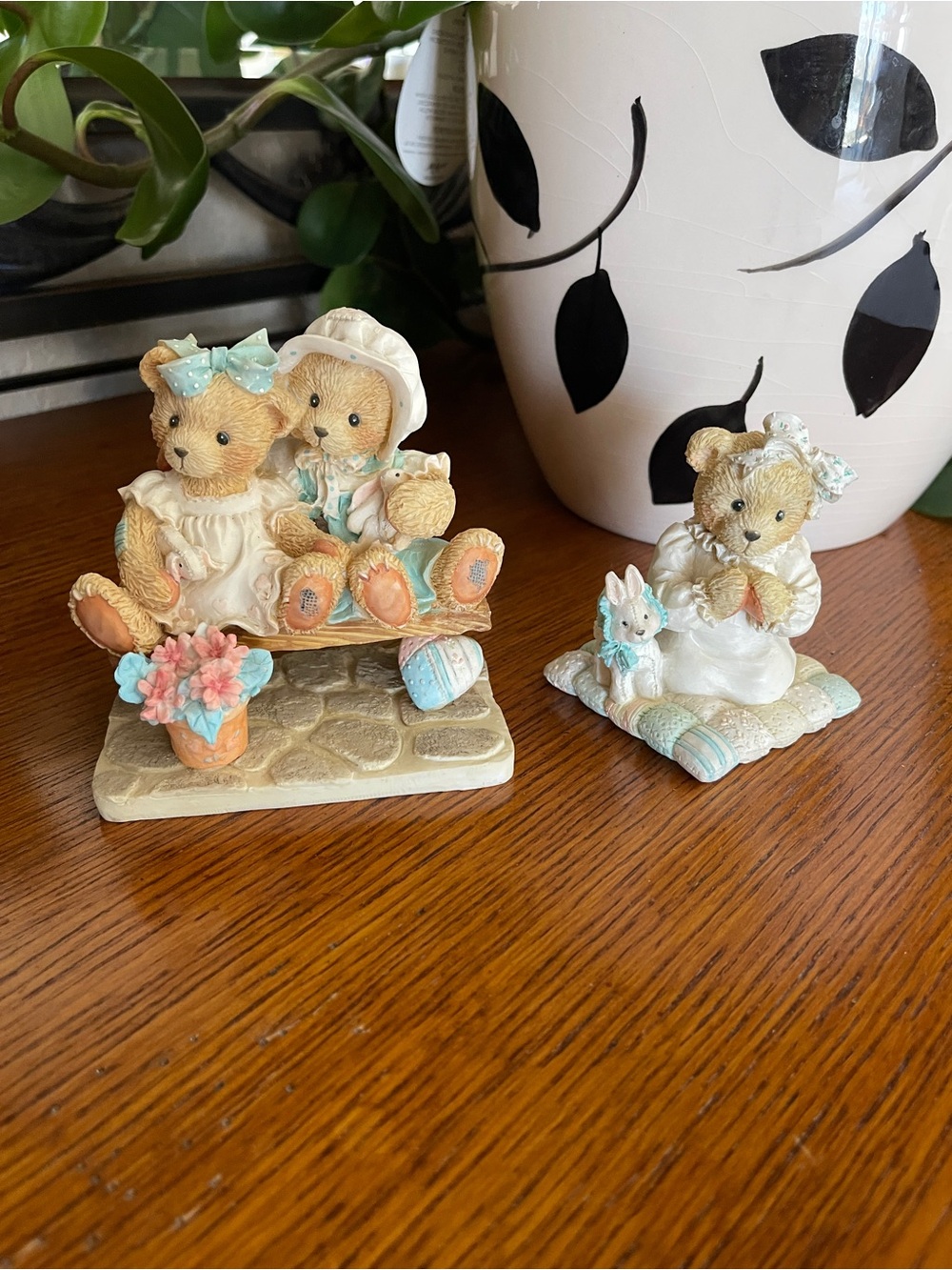 Cherished Teddies Pastel Blue & Cream Bear Figurine Pair